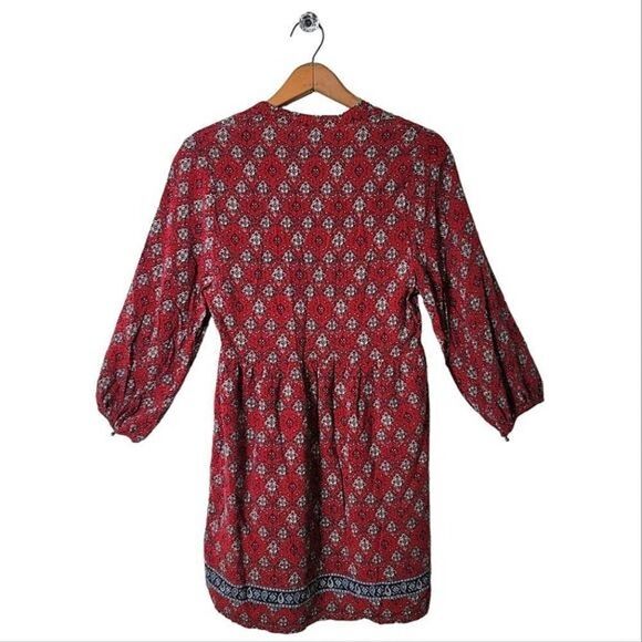 Forever 21 Red Boho Long Sleeve Tunic Dress W/ Tassels - Picture 6 of 8